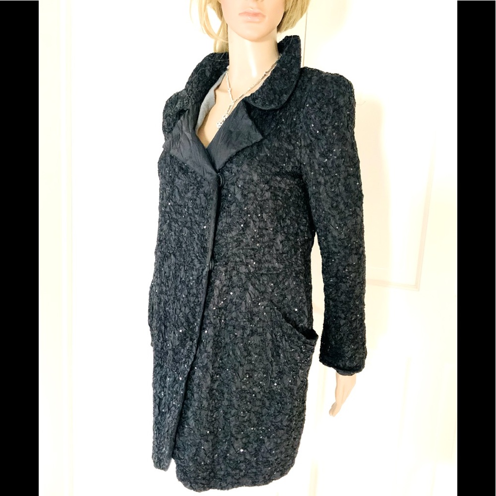 Ermanno Scervino black ruched embellished jacket 42